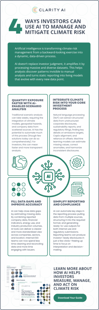 infographic explaining four ways AI is transforming climate risk intelligence