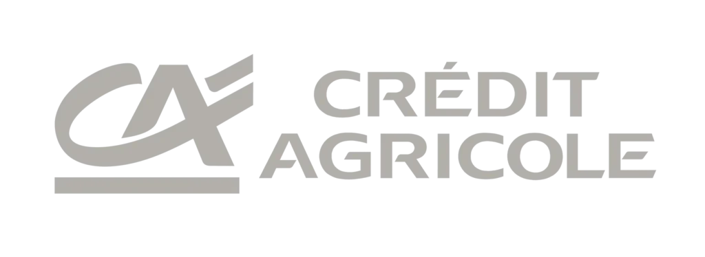 Crédit Agricole bank logo on a black background (gray text)