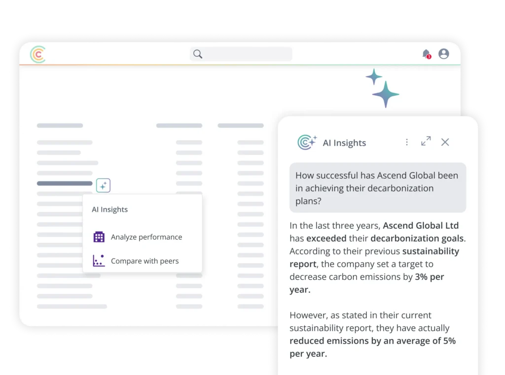 Webseitendesign mit einem schwebenden „AI Insights“-Fenster, in dem rechts der Artikeltext und oben links eine Suchleiste angezeigt werden.